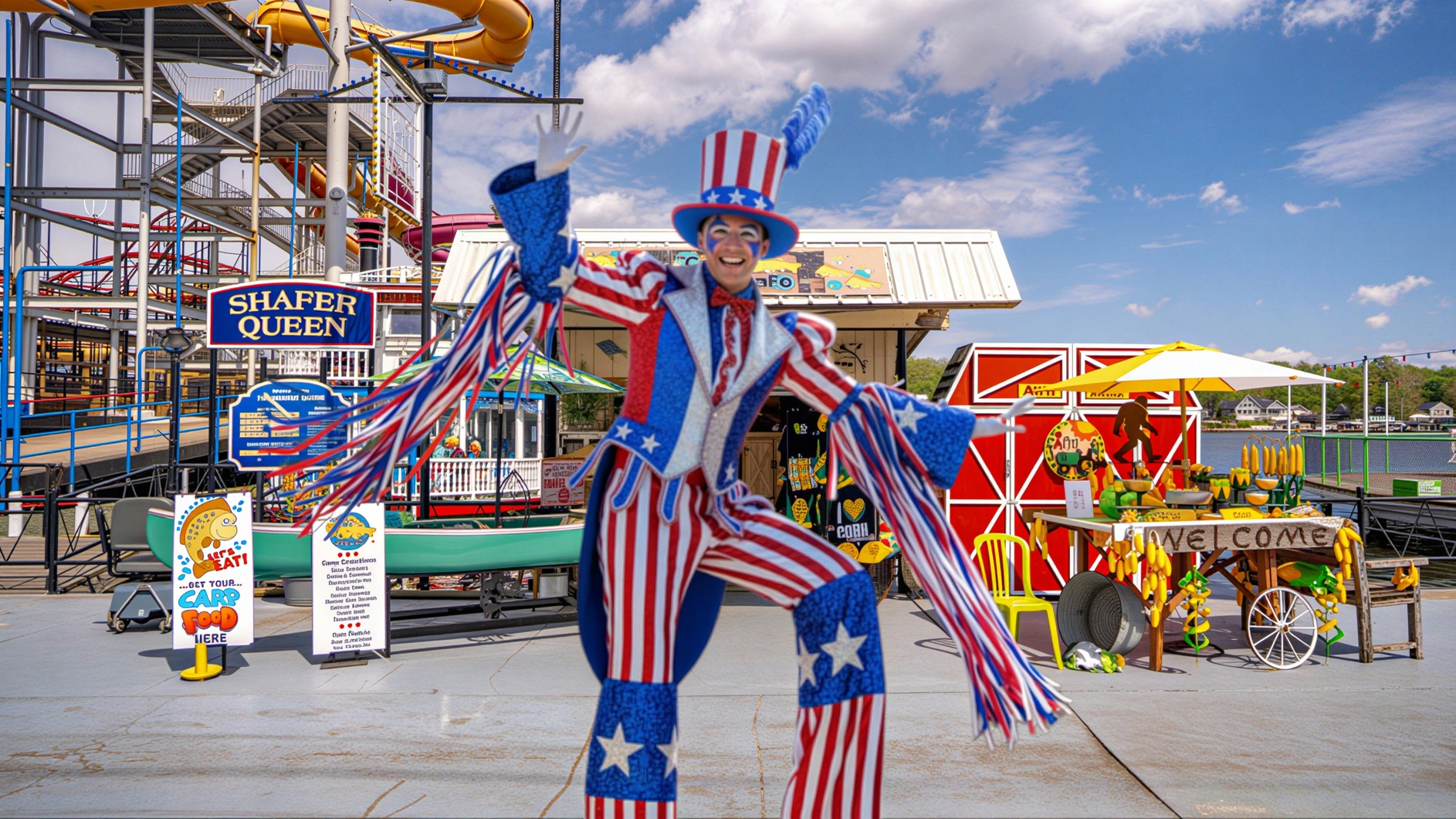 Stilt walker at Indiana Beach