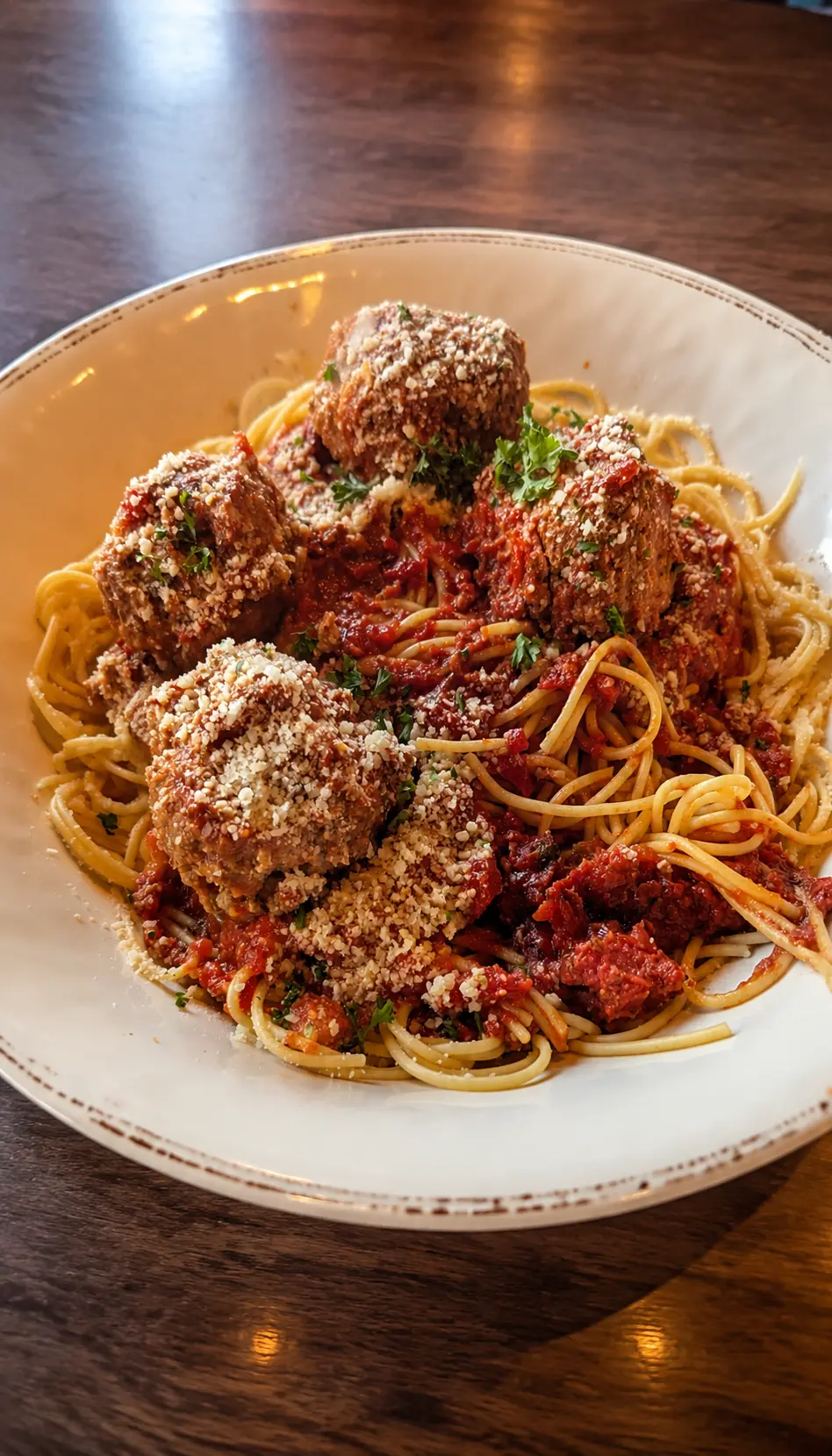 Papa Geno’s family-style spaghetti and homemade meatballs