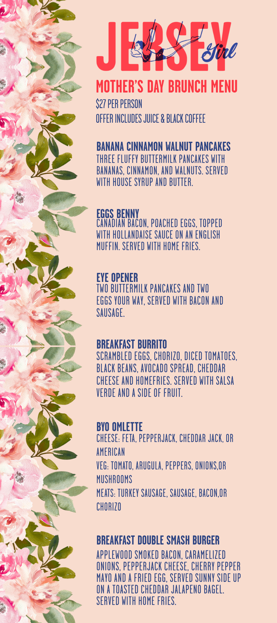 Mother's Day Brunch Menu Page 1