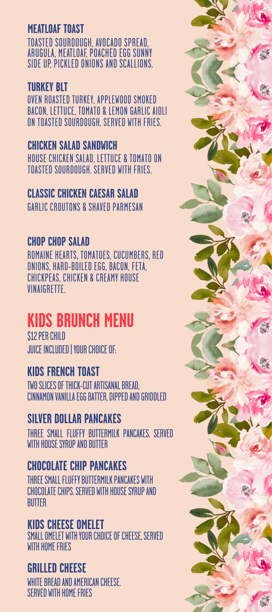 Mother's Day Brunch Menu Page 2